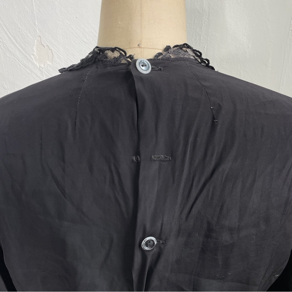 Vintage 1940s Black Rayon Blouse As-Is Distressed - Picture 6 of 8